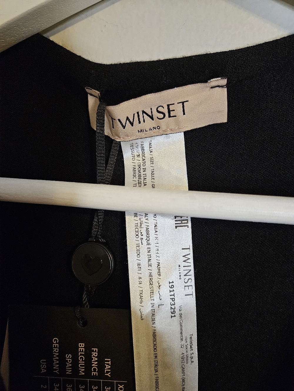 Twinset Milano Classic Black Long Sleeve Knit Midi Dress Split Sleeve NEW - Picture 5 of 10